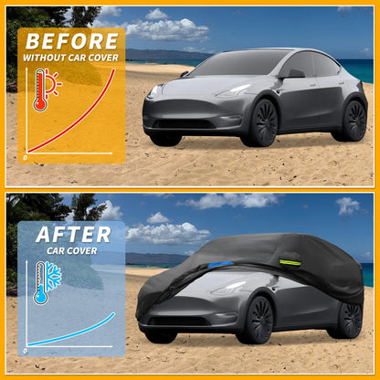 Waterproof Car Cover for Tesla Model Y (2020-2023) - Oxford Cloth Black Blue