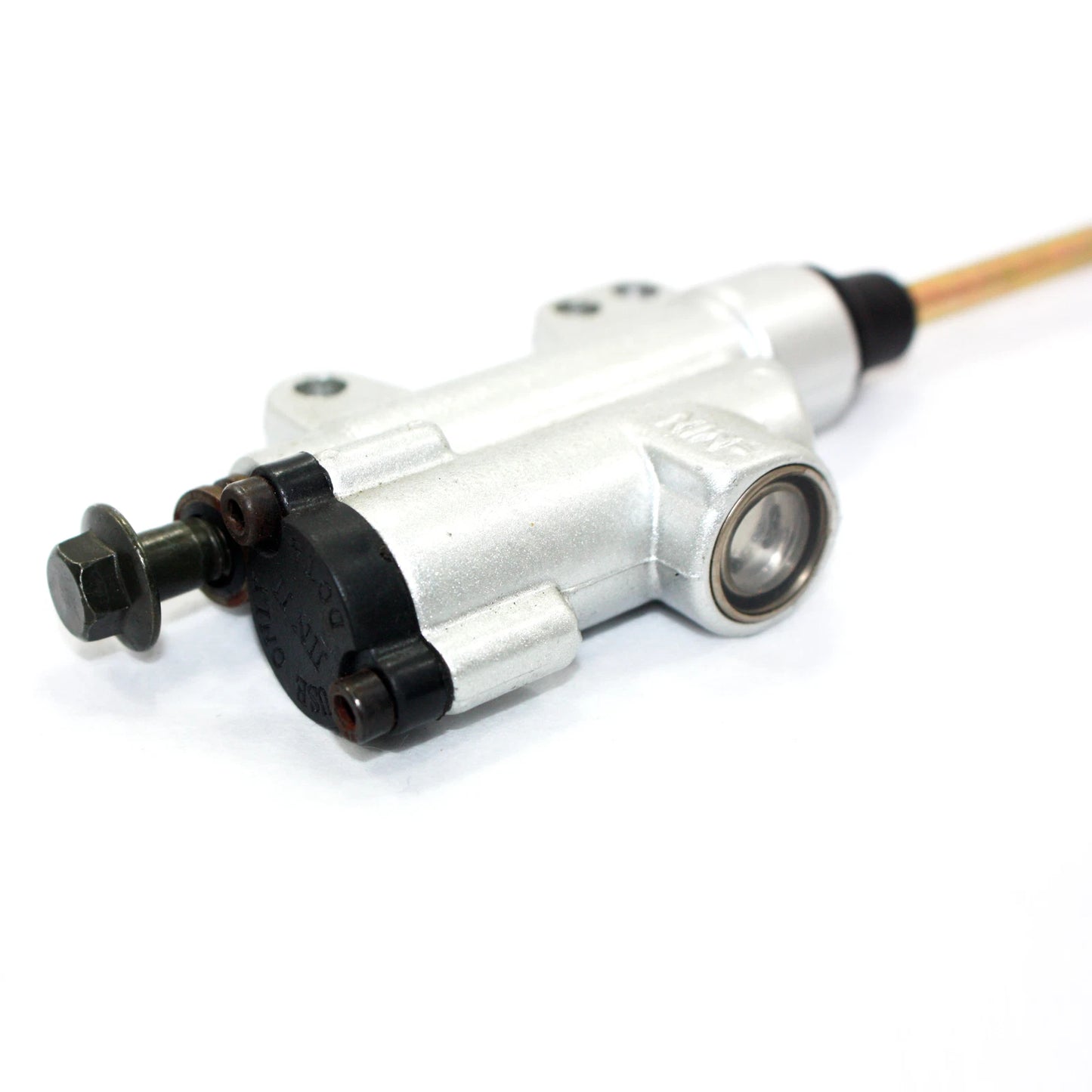 8mm Banjo Back Rear Hydraulic Brake Master Cylinder for Dirt Bike ATV SILVER