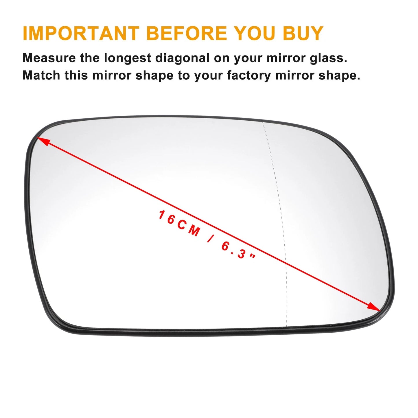 Right Side Heated White Mirror Glass for Peugeot 307 (2001-2009)