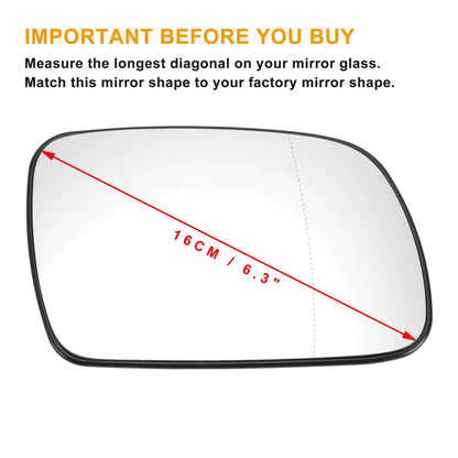 Right Side Heated White Mirror Glass for Peugeot 307 (2001-2009)