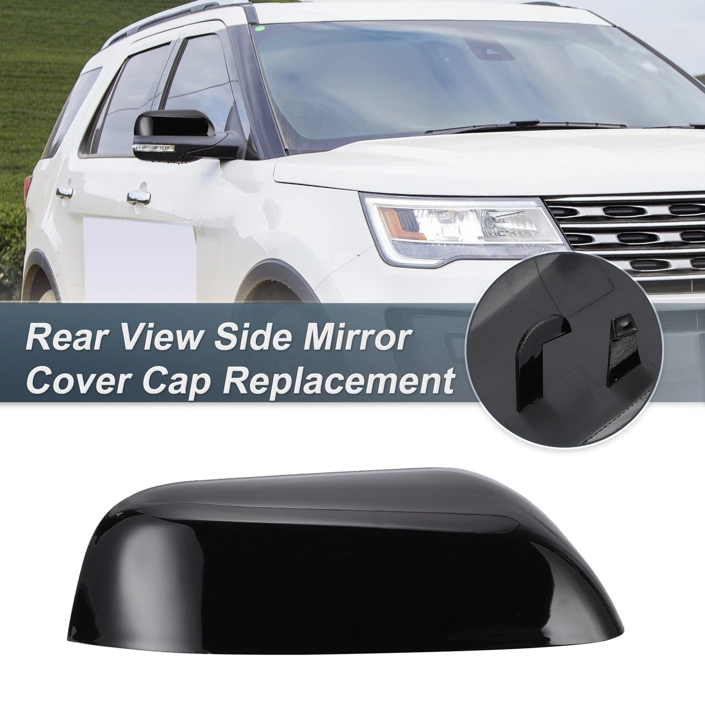 Right Side Rearview Mirror Cover Cap Gloss Black for Ford Explorer (2016-2019)