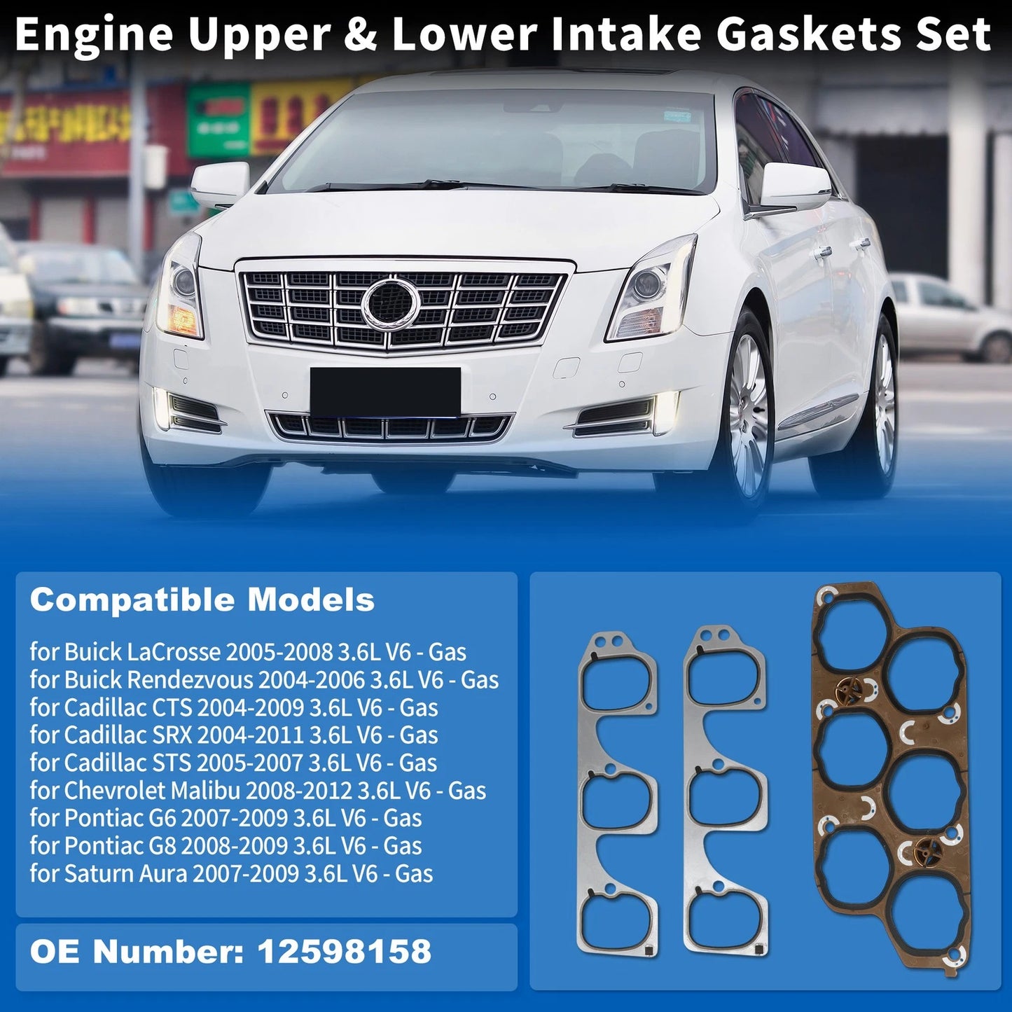 Upper & Lower Intake Gasket Set for Buick LaCrosse (2005–2008)