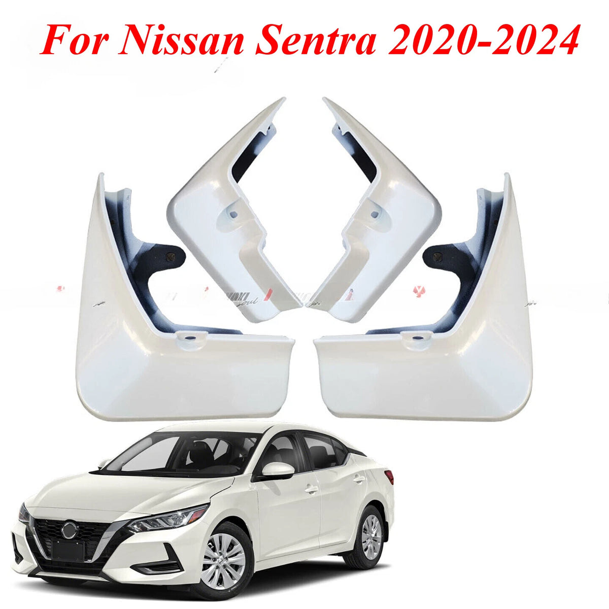 Mud Flap Splash Guard / 4 x / White Fresh Powder for Nissan Sentra (2020–2024)