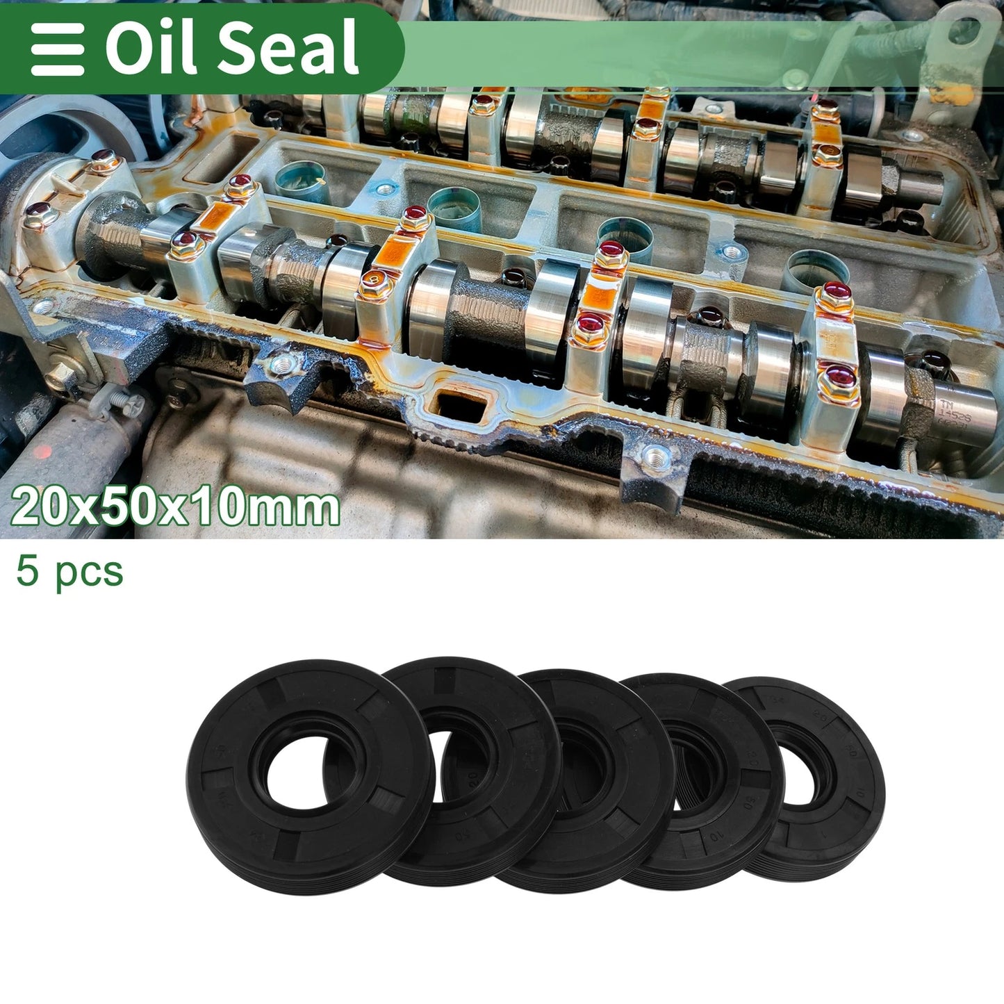 Oil Seal 20x50x10mm NBR Rubber Seal Black