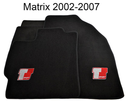 Floor Mats for Toyota Matrix 2002-2007 Black Tailored Carpets with Emblem
