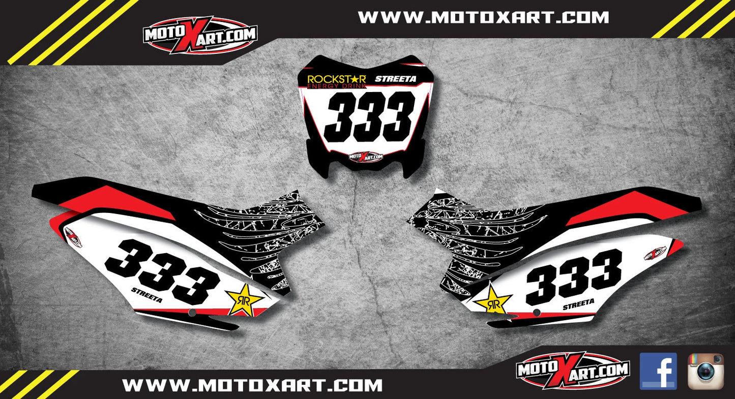 Custom Number Plates for Honda CRF 125 2013-2018 with STAR STYLE Stickers