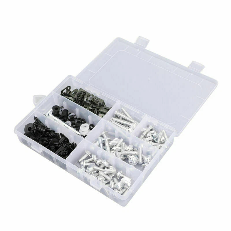 198 PCS Silver Fairing Screws & Clamps for Motorcycle