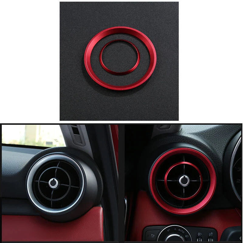 4pcs Red Aluminum Air Condition Outlet Vent Ring Trim For Alfa Romeo Giulia