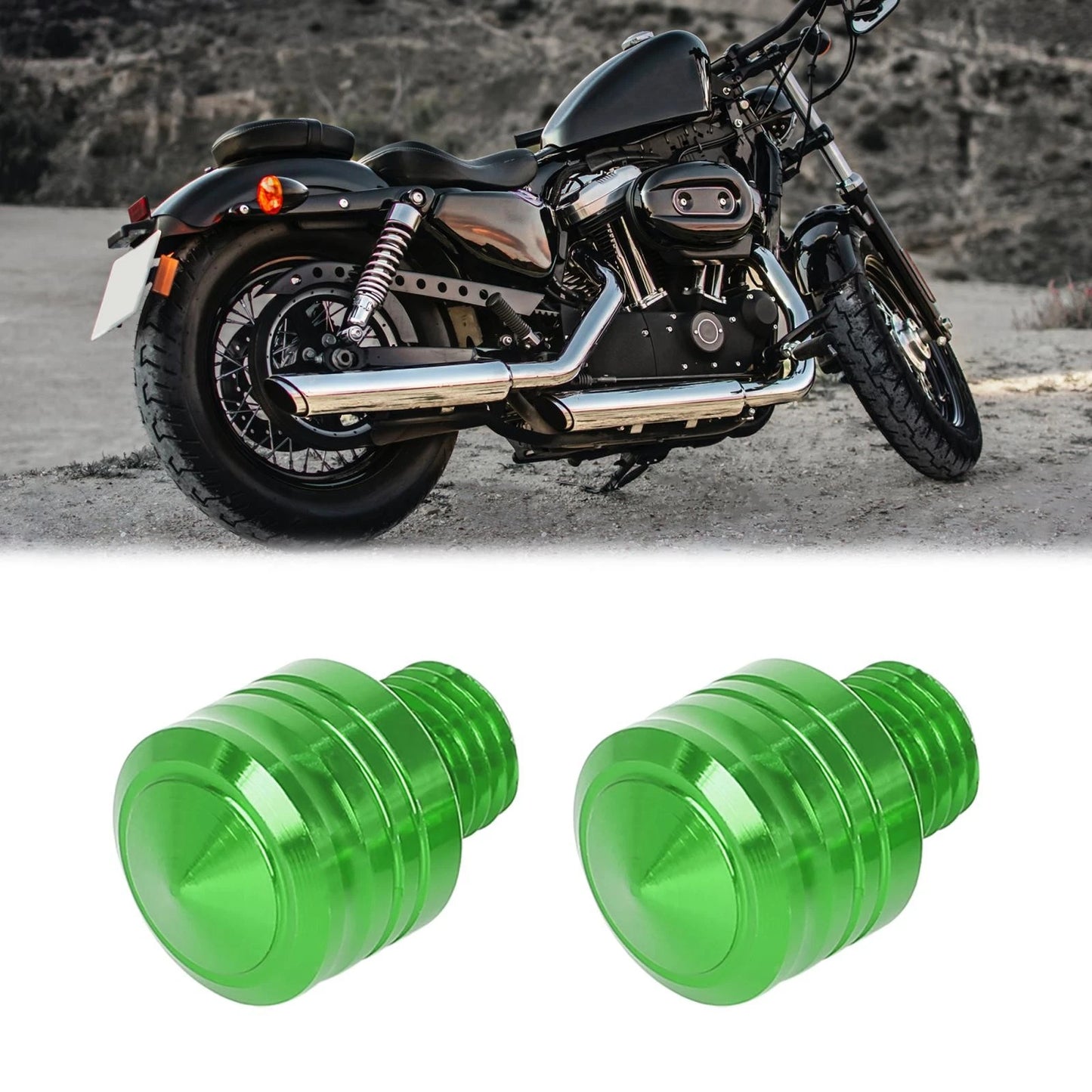 2 x 10mm Mirror Hole Plugs Reverse Screw Green for Motorbike Motorcycle