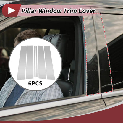 6 Pcs Door Pillar Window Trim for Ford Explorer (2020-2023) Silver Tone