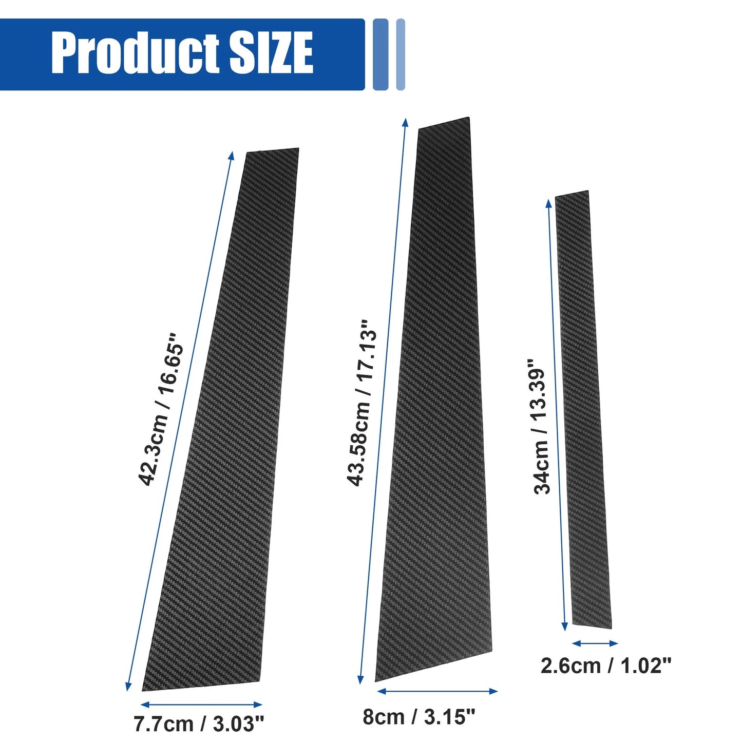 Gloss Carbon Pattern Car Door Window Pillar Post Covers for BMW 5 Series (2006-2010)