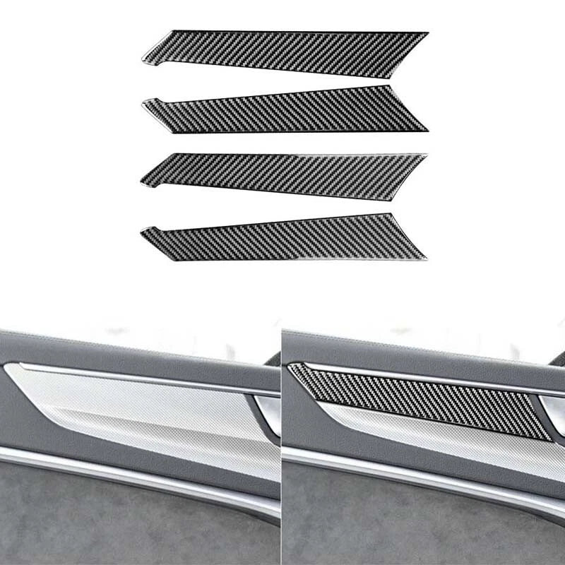 4pcs Carbon Fiber Interior Door Knob Cover Trim Fit For Audi A6 2019-2022