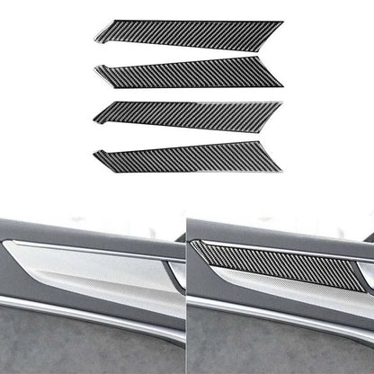 4pcs Carbon Fiber Interior Door Knob Cover Trim Fit For Audi A6 2019-2022