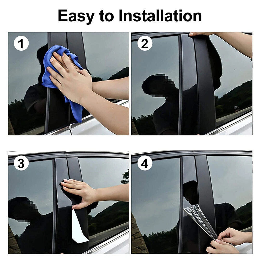 6X Glossy Black Door Trim B Pillar Posts Gloss Cover for Cadillac SRX (2010–2016)