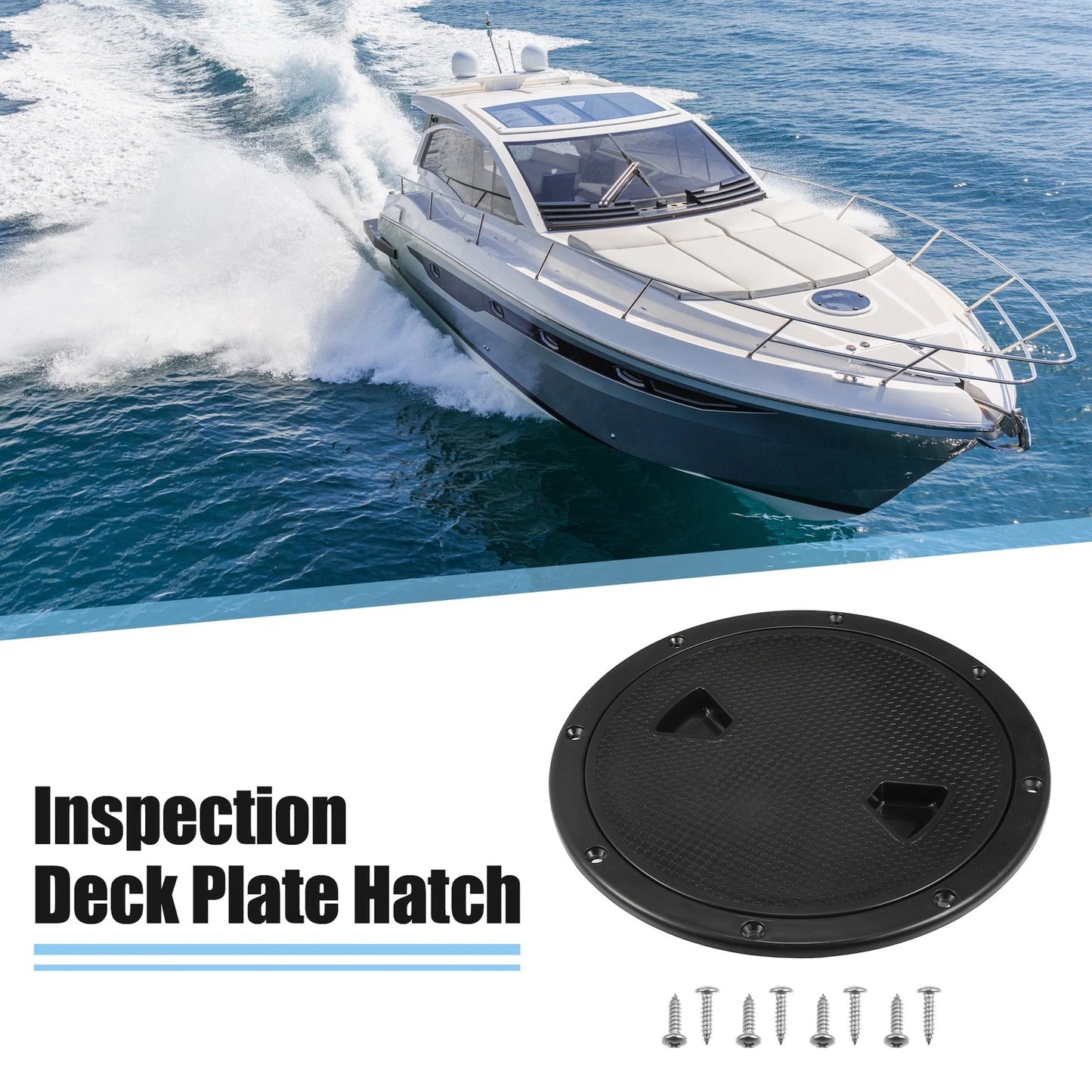 8" Deck Plate Hatch for Boat - Marine Inspection Cover Black