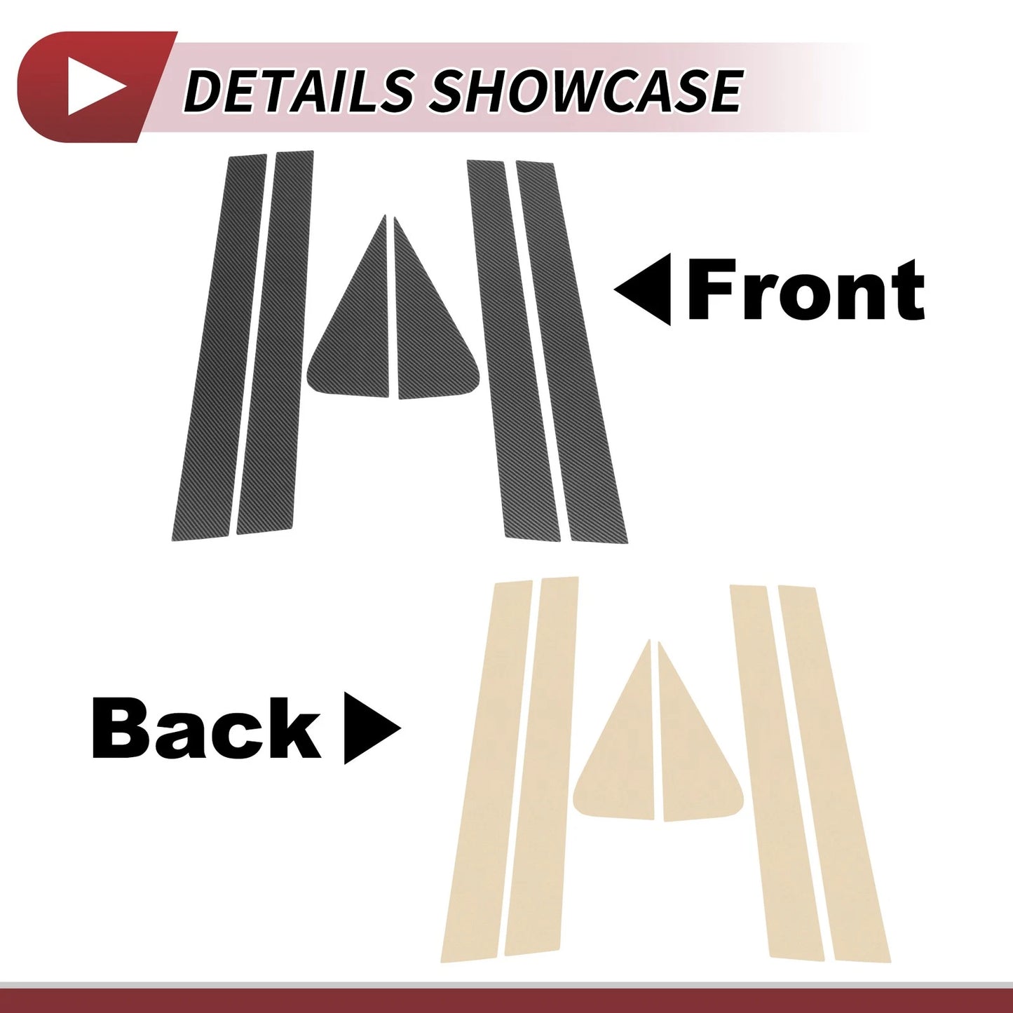 6 Pcs Door Pillar Window Trim for Ford Escape (2008-2012) Carbon Fiber Black