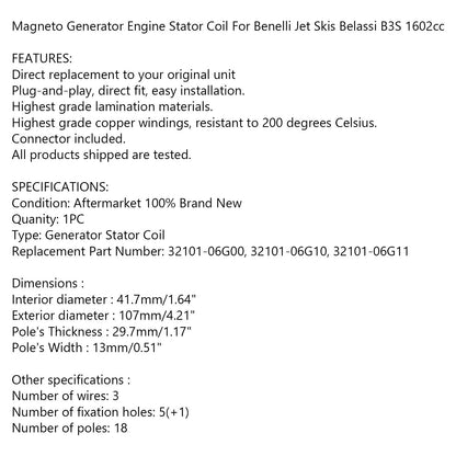 18 Pole Generator Stator Coil for Benelli Belassi B3S (2010-2015)