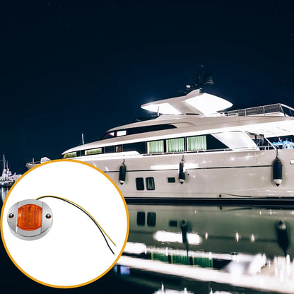 4 Pcs Interior Round Marine Boat Light with 6 LEDs Amber for Boat Amber