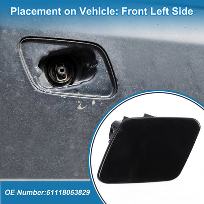Front Left Bumper Headlight Washer Nozzle Cover Cap for BMW 1 Series Black
