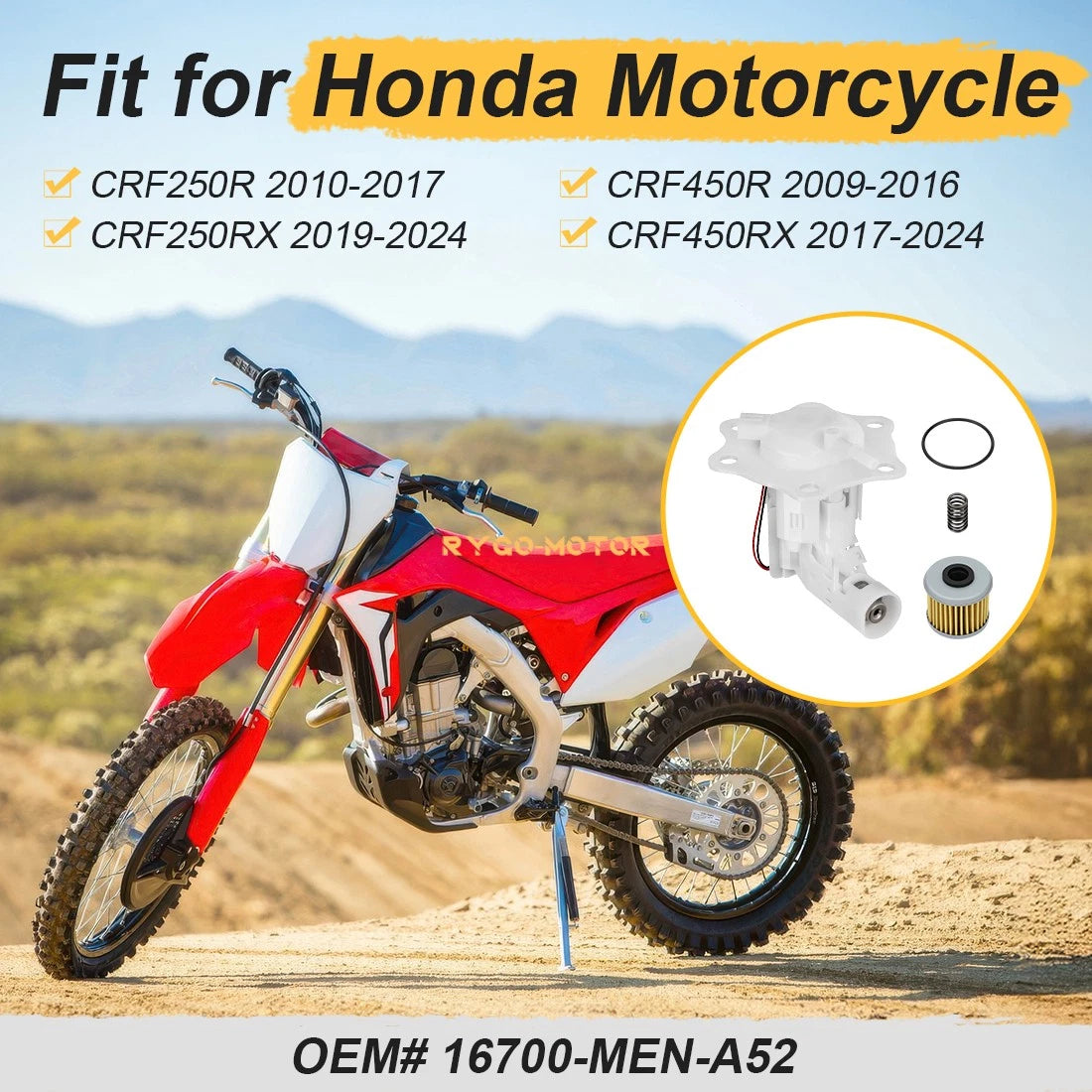 Fuel Pump Module Assembly for Honda CRF250/450 R/RX (2009–2025)