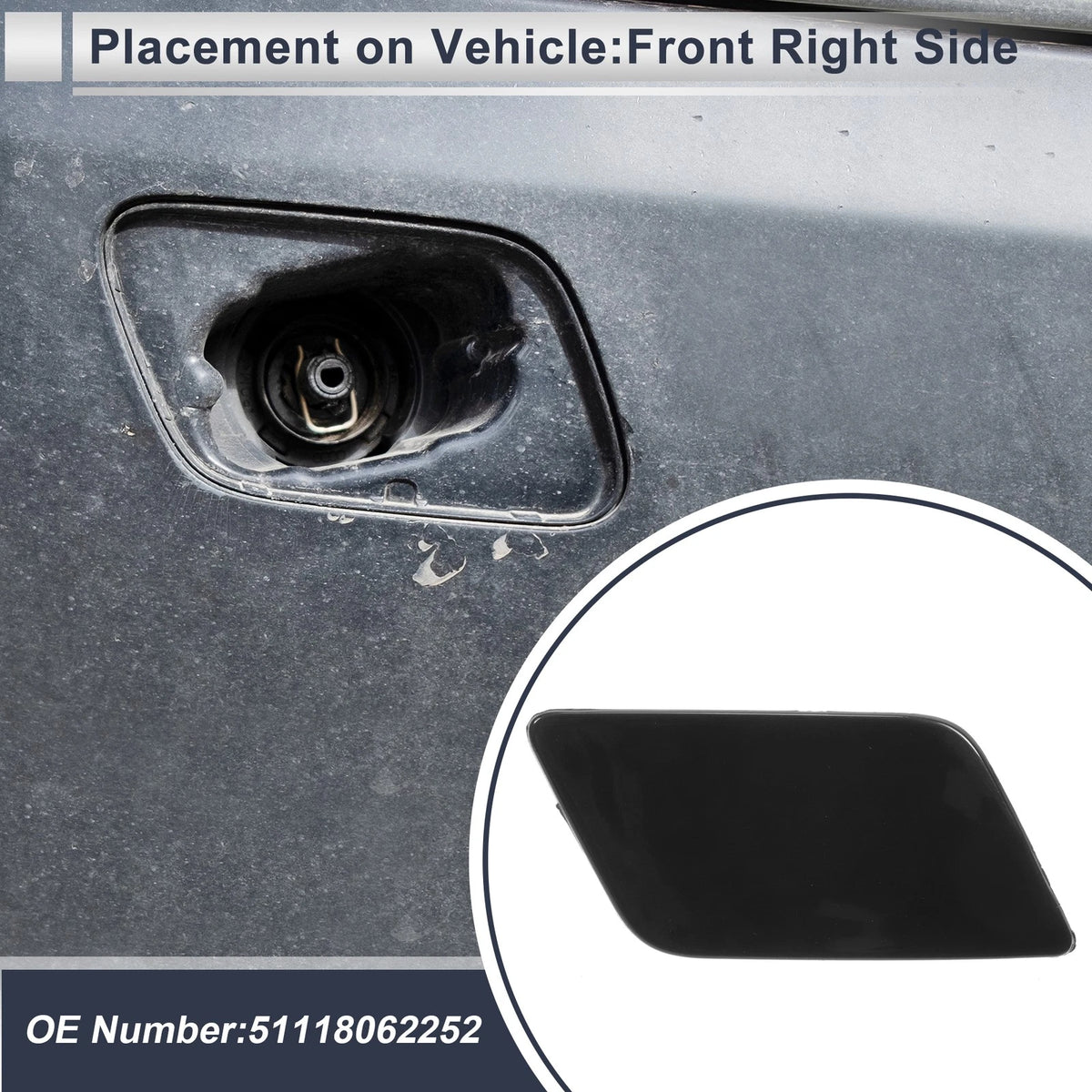 Front Right Washer Nozzle Cover for BMW 335i GT xDrive (2012-2019)