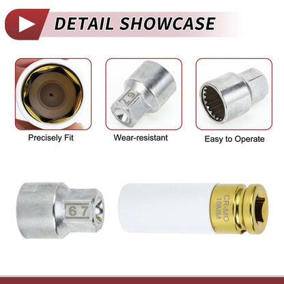 1 x Wheel Lock Lug Nut 21 Teeth Anti-theft Key Socket for Porsche Cayenne