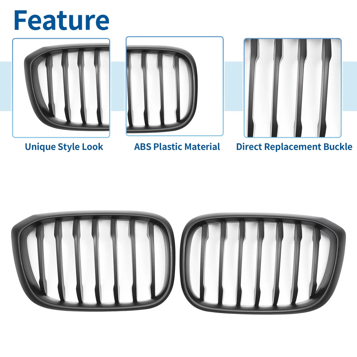 Front Upper Bumper Grille Matte Black Signal Slat for BMW X3 G01 (2020-2023)