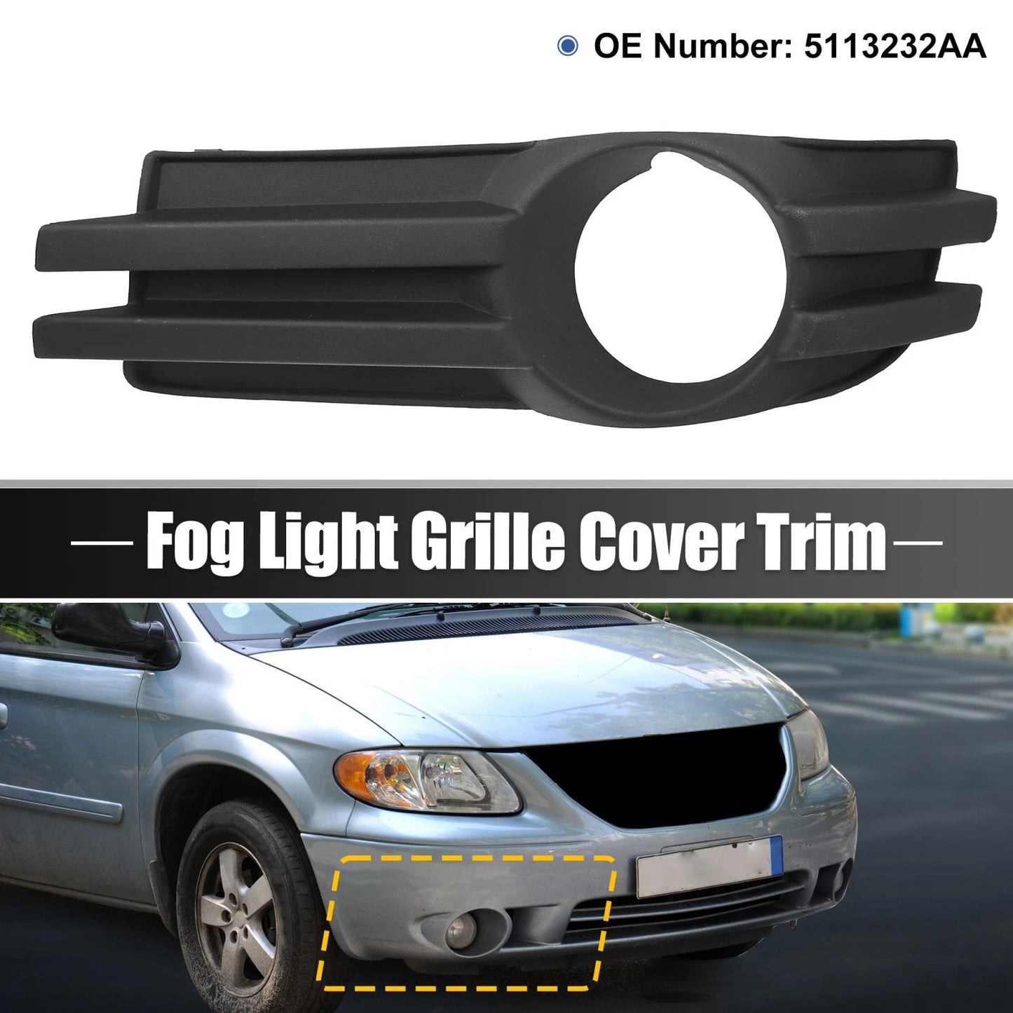 Front Left Fog Light Grille Cover for Dodge Grand Caravan (2008-2010)