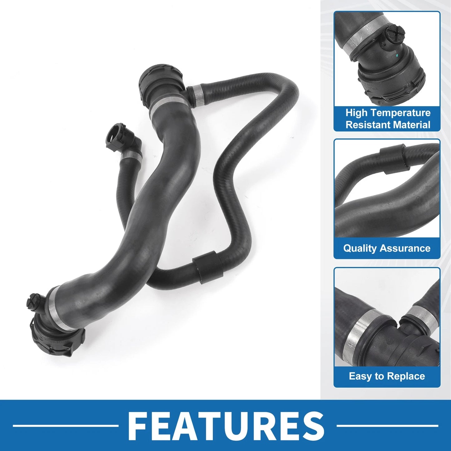 Radiator Hose for BMW 528i 2.0L (2012-2016) Rubber Black 1 x Piece