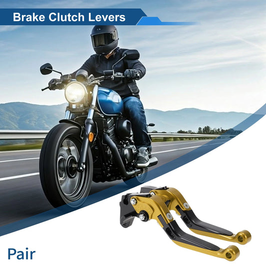 2 x Adjustable Brake Clutch Levers Gold Tone Black for Yamaha WR125X