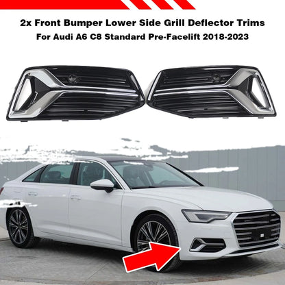 Front Bumper Fog Light Grill Covers for Audi A6 C8 (2019–2023)