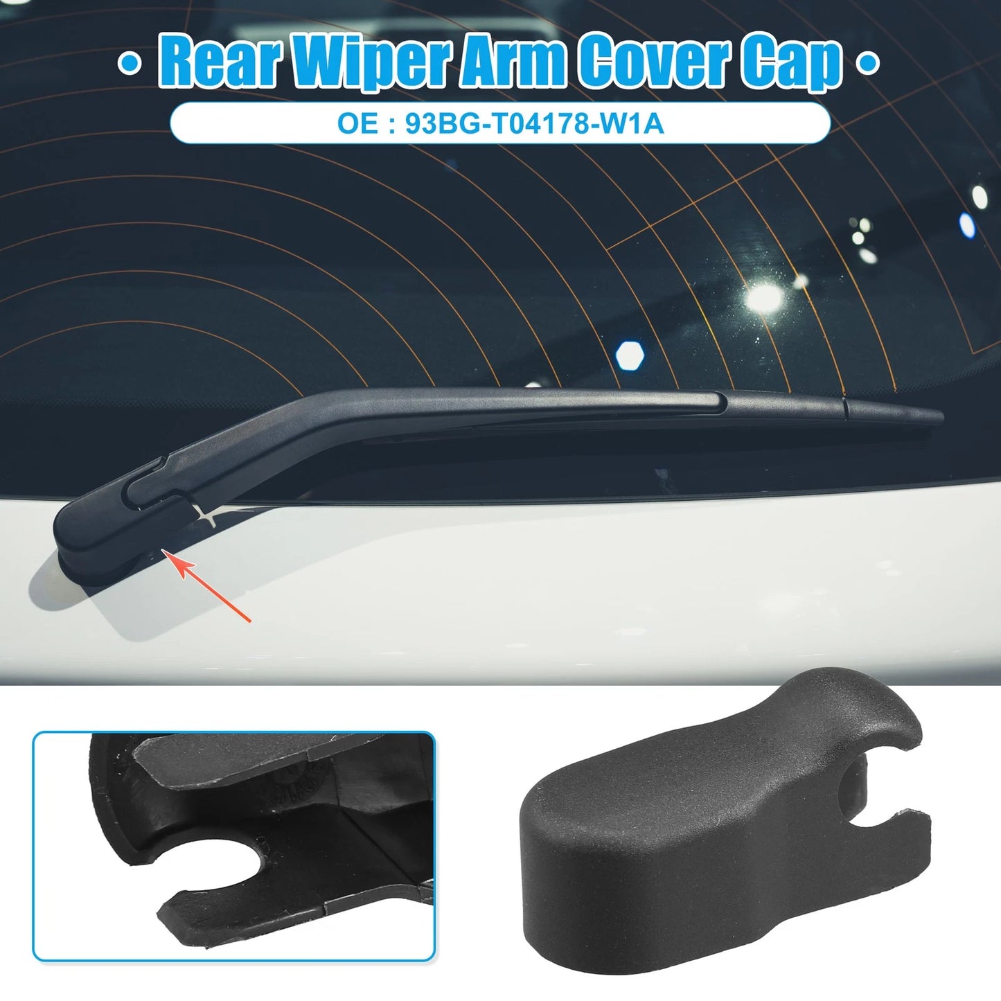 Rear Windshield Wiper Arm Nut Cap for Ford C-Max (2003-2007) Black