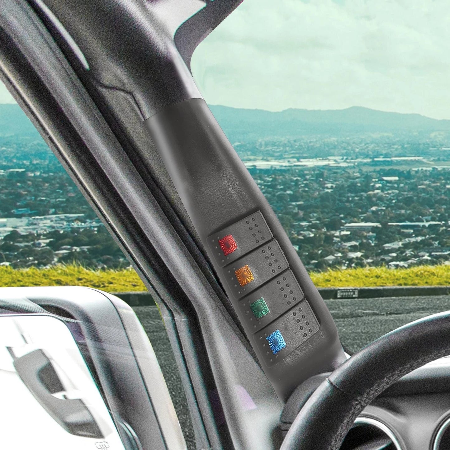 Interior Left A Pillar Switch Pod Panel with 4 Rocker Switches for Jeep Wrangler