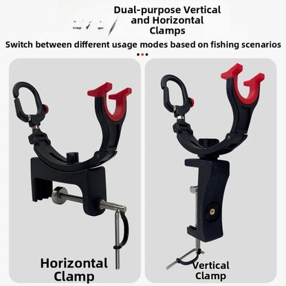 Boat Fishing Rod Holder Dual Adjustable Heads Foldable Carbon Fiber Support