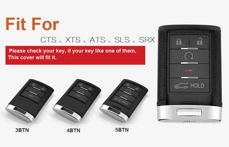 Black Leather Remote Key Case Cover Fit For CADILLAC SRX XTS CTS NO Key