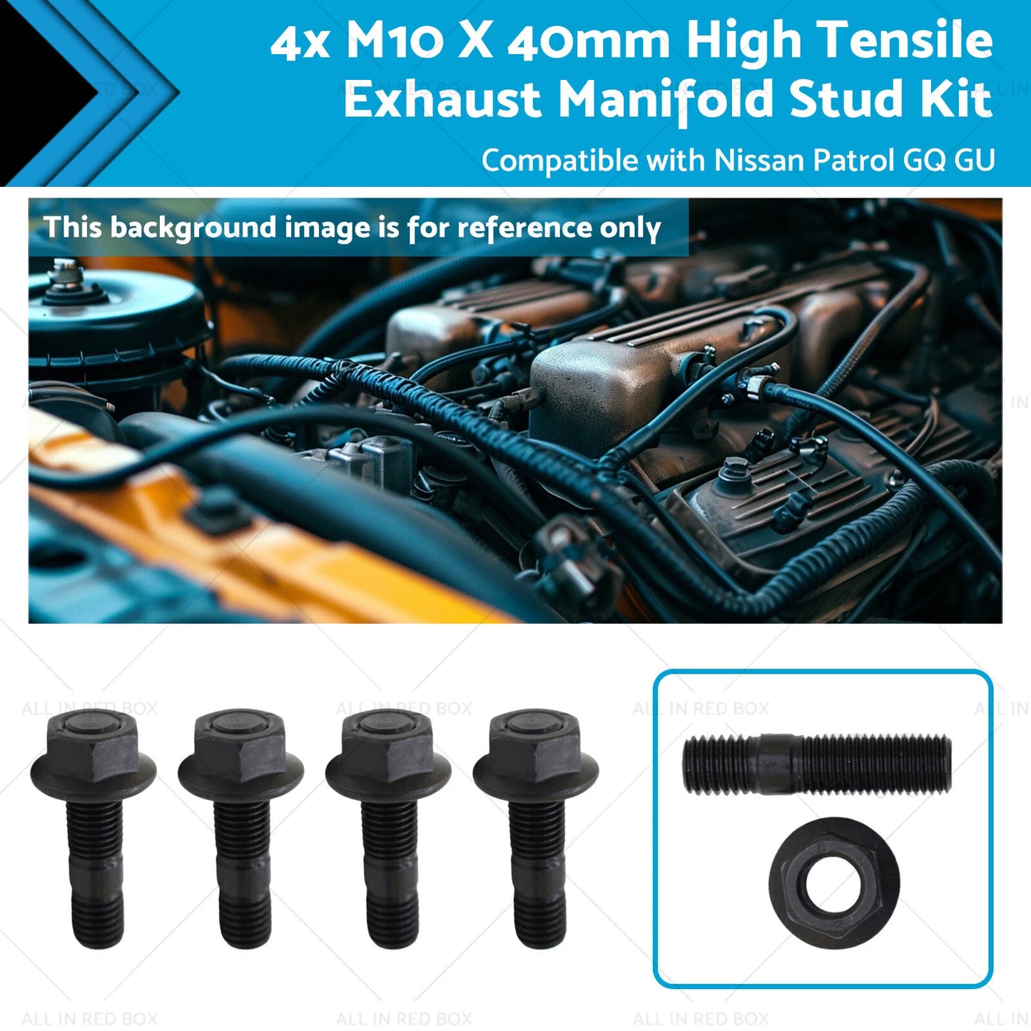 4 x M10 x 40mm Exhaust Manifold Studs for Nissan GQ GU TD42 (1997-2007)