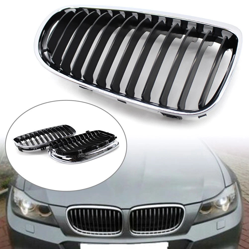 Chrome Black Front Kidney Grille for BMW E90 E91 LCI 328i 335i (2009-2011)