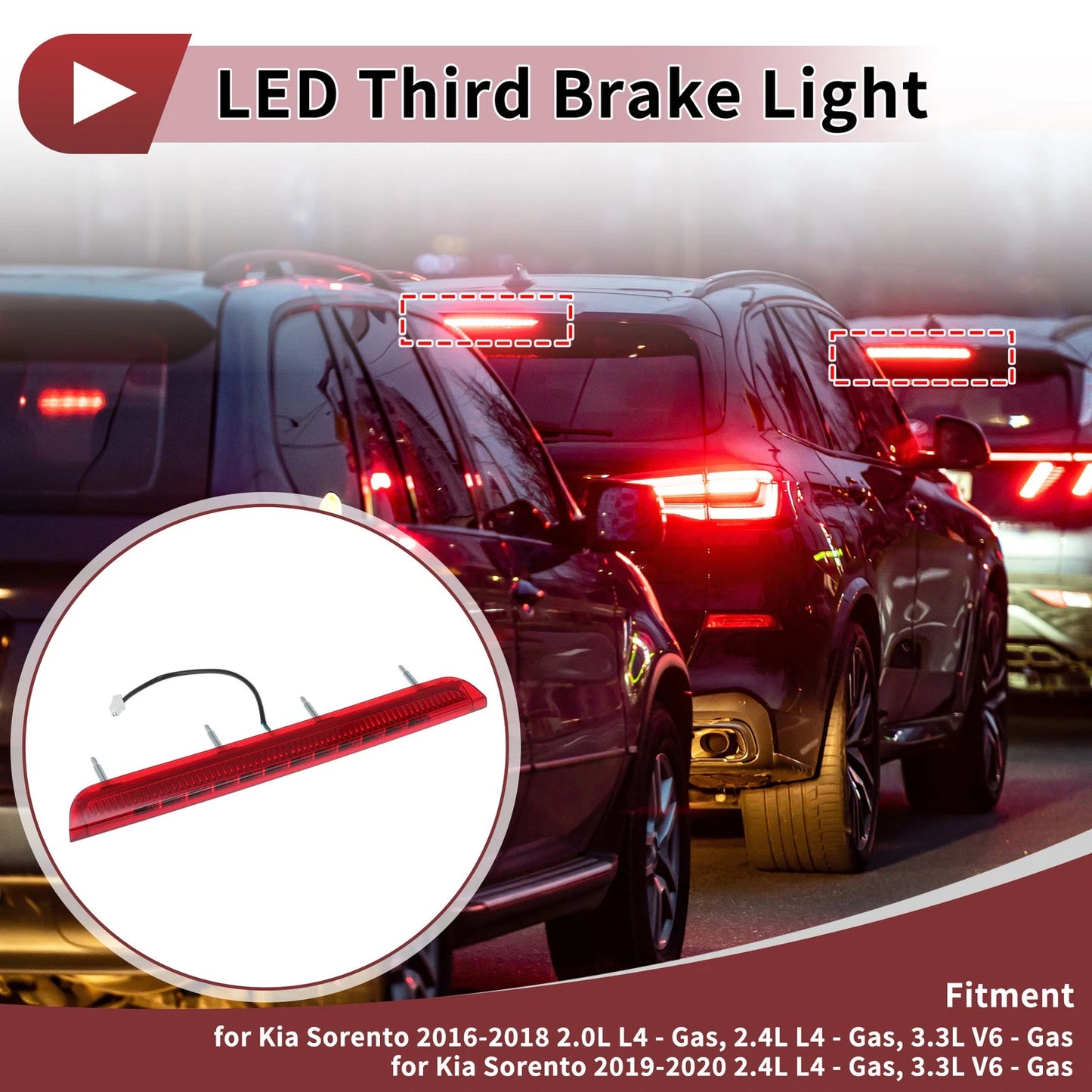 Red LED Third Brake Light for Kia Sorento (2016-2020)