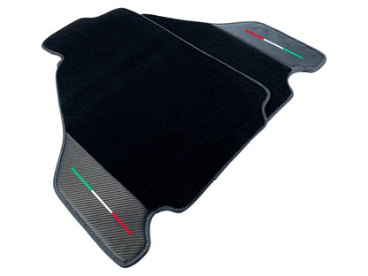 Black Floor Mats for Ferrari F430 2004-2009 - Carpet, Carbon Fiber, Leather