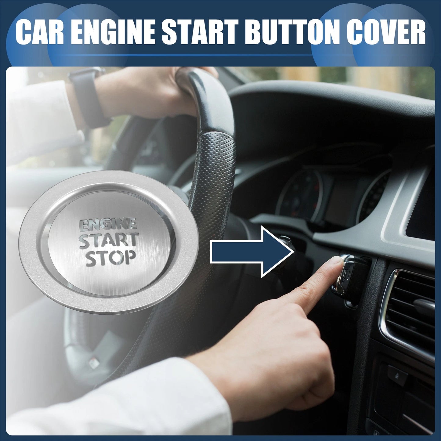 Engine Start Stop Button Cover Set for Toyota Alphard 30 Series Silver Tone
