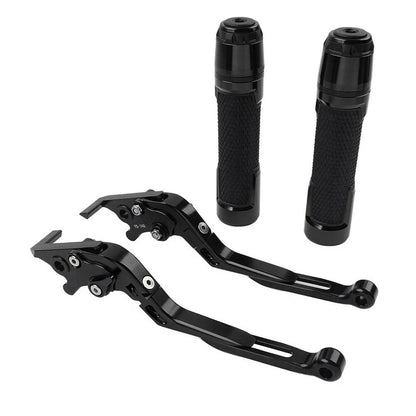 Black Extendable Brake Clutch Levers Grips Set for Kawasaki ZX636R (2003-2006)
