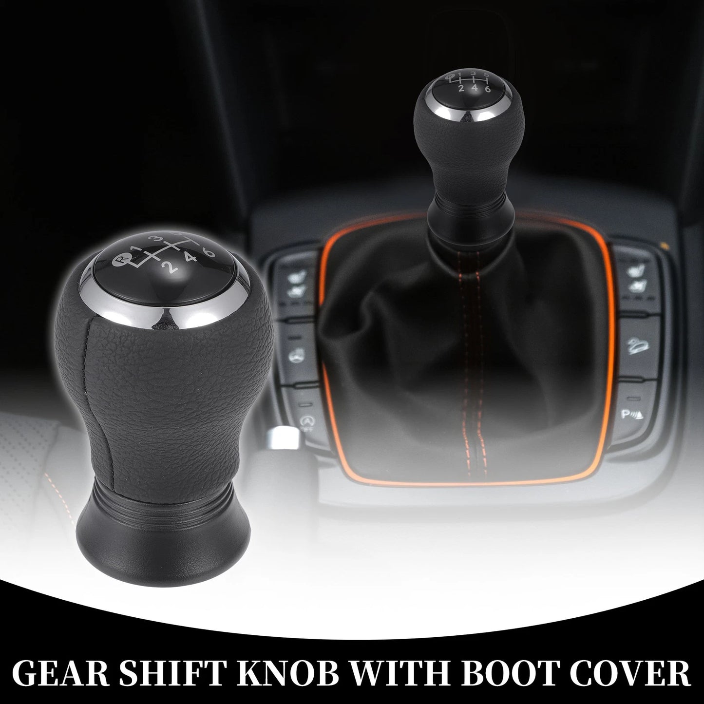 6 Speed Manual Gear Shift Knob for Toyota Yaris (2005-2010) - Faux Leather Black