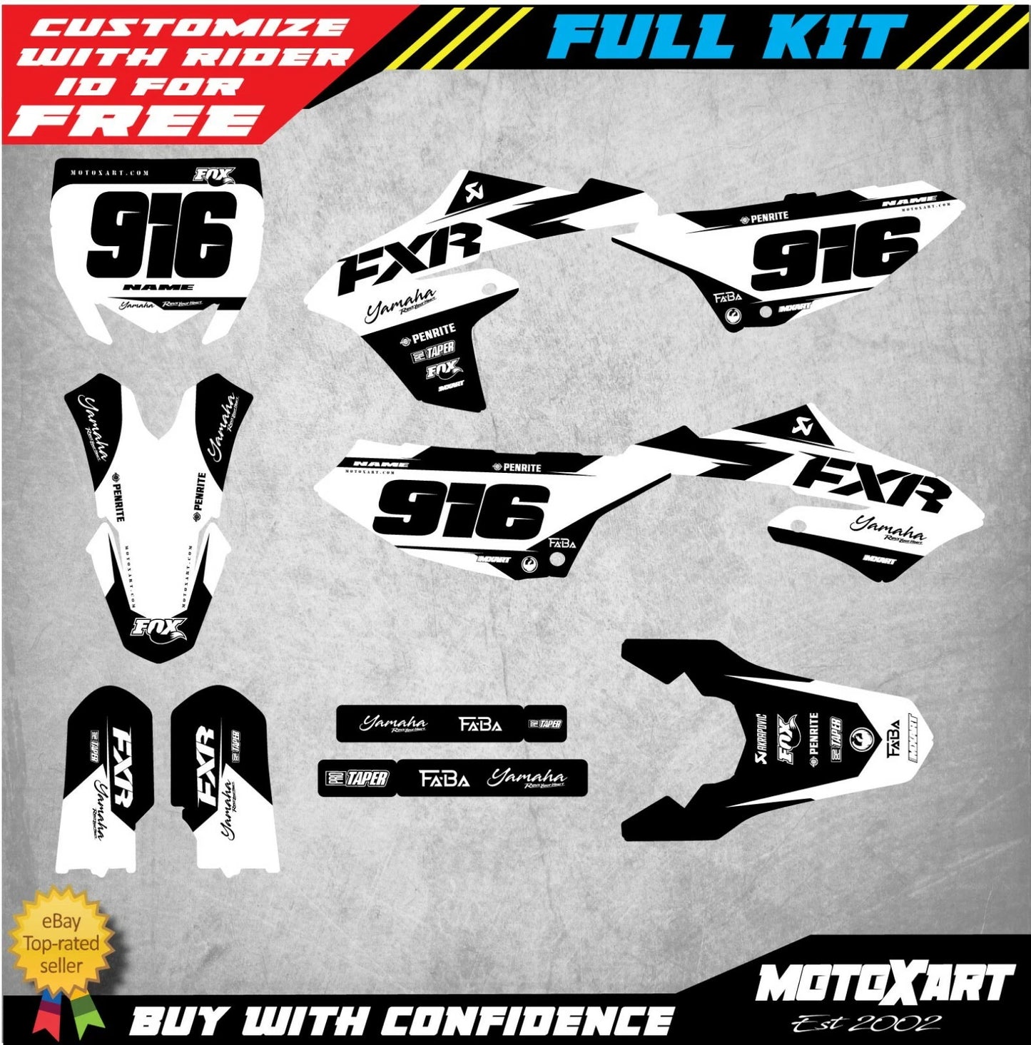 Custom Graphics Full Sticker Kit Decals for Yamaha YZ 65 (2018-2023)