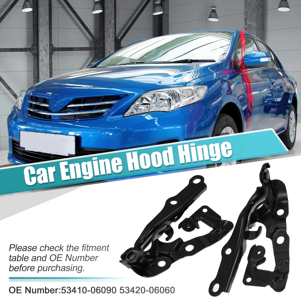 Bonnet Hinge 2 x Black for Toyota (Fits 5341006090 TO1236151)