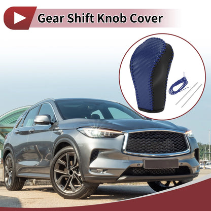 Gear Shift Knob Cover for Infiniti EX35 (2008-2012) Faux Leather Black Blue