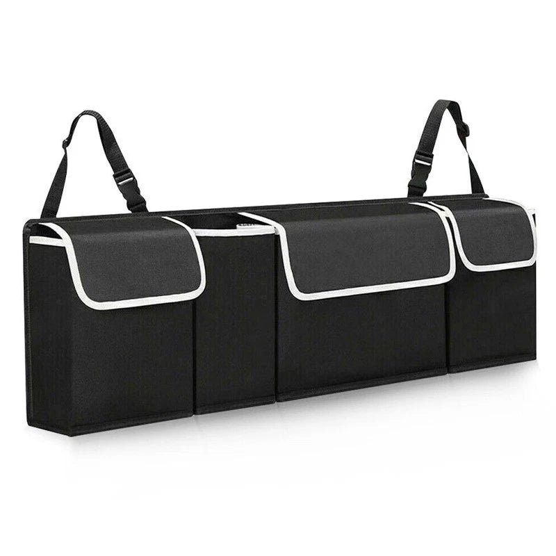 Black Multi-Pocket Cargo Net Organizer for Car Seat Back (Fits Most Vehicles)