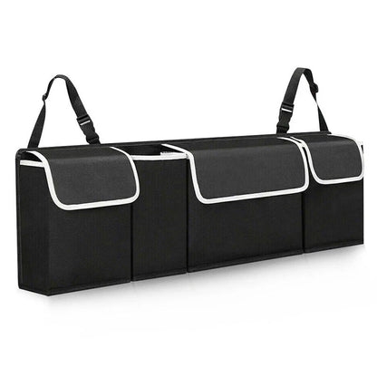 Black Multi-Pocket Cargo Net Organizer for Car Seat Back (Fits Most Vehicles)