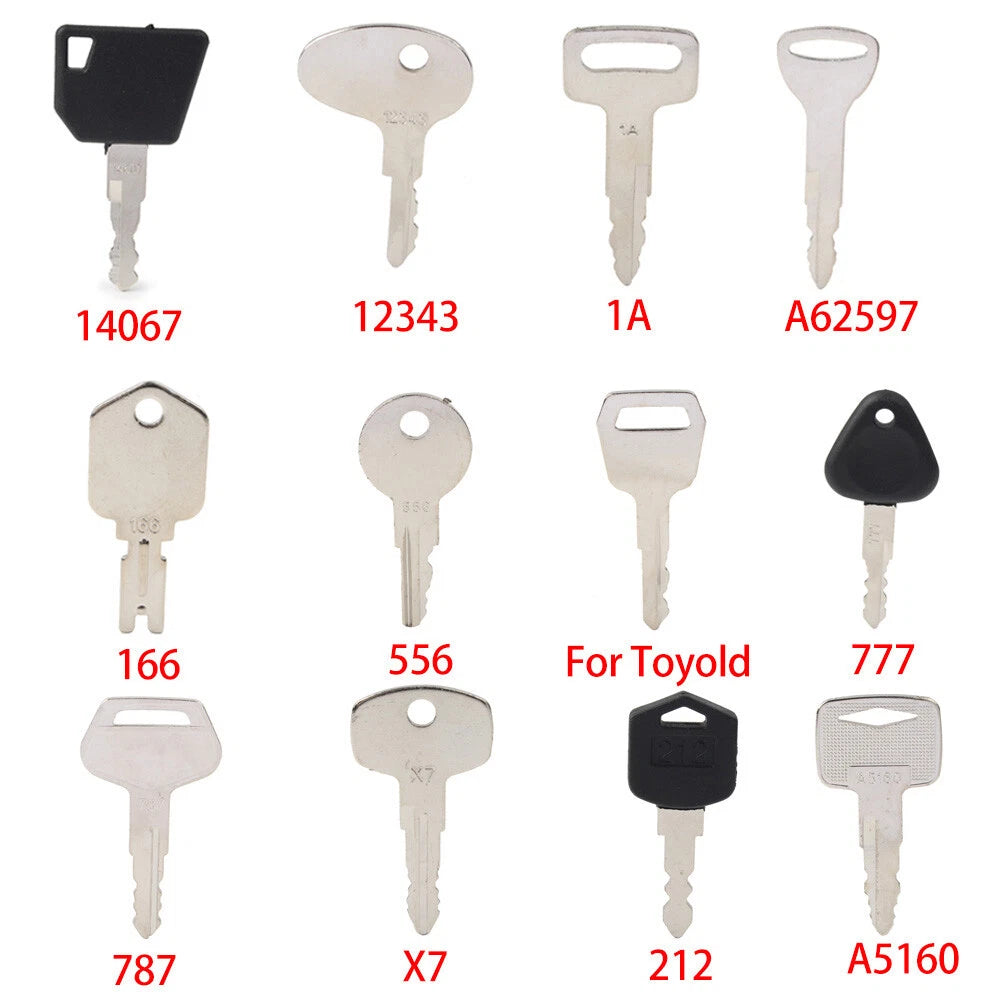 12 x Forklift Ignition Keys Set for JCB, Volvo, Yale, Caterpillar