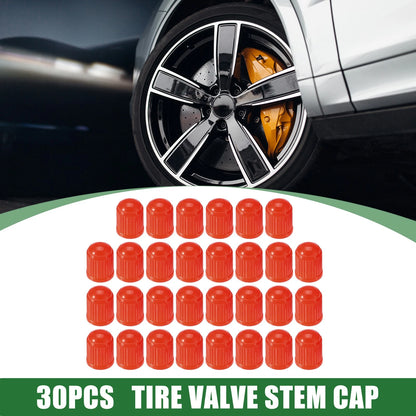 30pcs 12mm Tire Valve Stem Caps Plastic Red for Car/SUV/Motorcycles