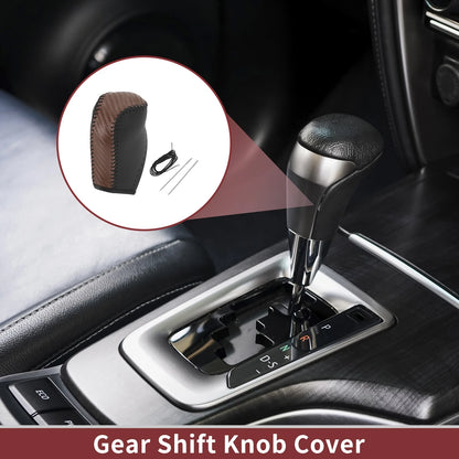 Car Gear Shift Knob Cover 1 Pc for Toyota Corolla (2014-2018) Brown Leather